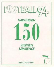 1994 Select AFL Stickers #150 Stephen Lawrence Back